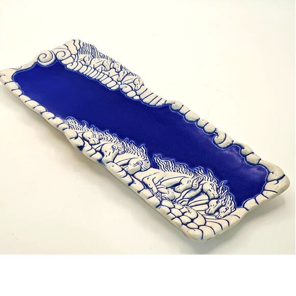 1994 Heart Land Studios Wild Horses Pottery Tray by Lyn Ulick - Stunning Design - Picture 2 of 10